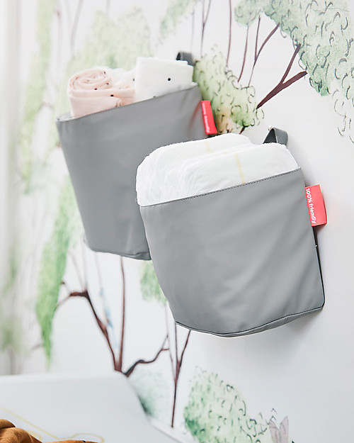 Done By Deer Large Grey Wall pocket - Made with Recycled Polyester Wall Storage Organize