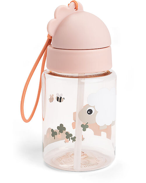 Done By Deer Leakproof Water Bottle with Straw - Tiny Farm - Powder - Dishwasher Safe Non-Thermal Water Bottles