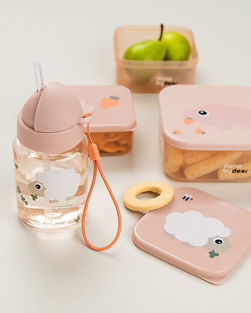 Done By Deer Leakproof Water Bottle with Straw - Tiny Farm - Powder - Dishwasher Safe Non-Thermal Water Bottles