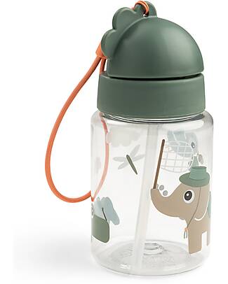 Done By Deer Leakproof Water Bottle with Straw - Tiny Trails - Green - 280 ml Non-Thermal Water Bottles