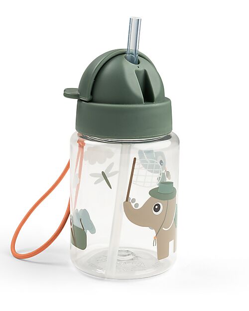 Done By Deer Leakproof Water Bottle with Straw - Tiny Trails - Green - 280 ml Non-Thermal Water Bottles