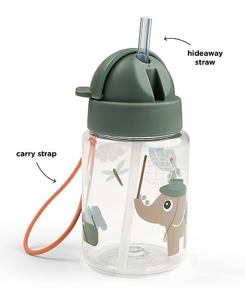 Done By Deer Leakproof Water Bottle with Straw - Tiny Trails - Green - 280 ml Non-Thermal Water Bottles