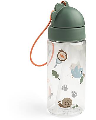 Done By Deer Leakproof Water Bottle with Straw - Tiny Trails - Green - 350 ml Non-Thermal Water Bottles