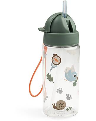 Done By Deer Leakproof Water Bottle with Straw - Tiny Trails - Green - 350 ml Non-Thermal Water Bottles