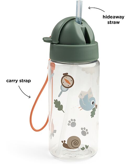 Done By Deer Leakproof Water Bottle with Straw - Tiny Trails - Green - 350 ml Non-Thermal Water Bottles