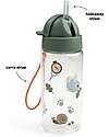 Done By Deer Leakproof Water Bottle with Straw - Tiny Trails - Green - 350 ml Non-Thermal Water Bottles