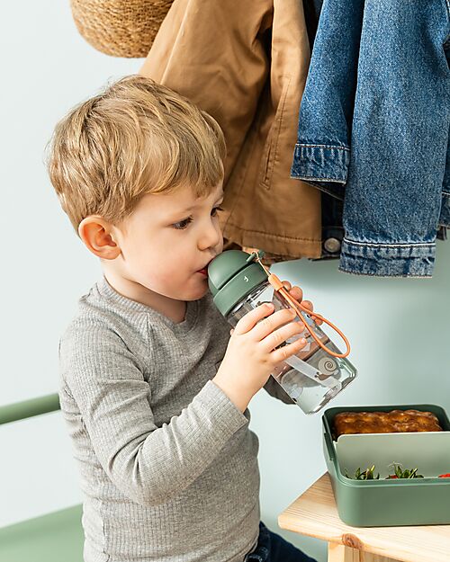 Done By Deer Leakproof Water Bottle with Straw - Tiny Trails - Green - 350 ml Non-Thermal Water Bottles