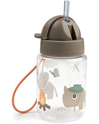 Done By Deer Leakproof Water Bottle with Straw - Tiny Trails - Sand - 280 ml Non-Thermal Water Bottles