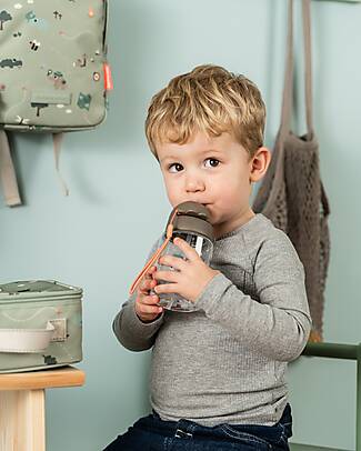 Done By Deer Leakproof Water Bottle with Straw - Tiny Trails - Sand - 280 ml Non-Thermal Water Bottles