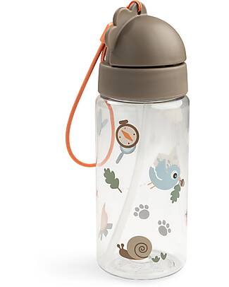 Done By Deer Leakproof Water Bottle with Straw - Tiny Trails - Sand - 350 ml Non-Thermal Water Bottles