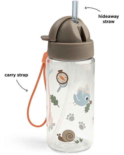 Done By Deer Leakproof Water Bottle with Straw - Tiny Trails - Sand - 350 ml Non-Thermal Water Bottles