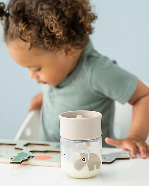 Done By Deer Learning Cup with 360° Drinking Rim - Spill-Free - Celebration - Sand - 260 ml - 9m+ Cups