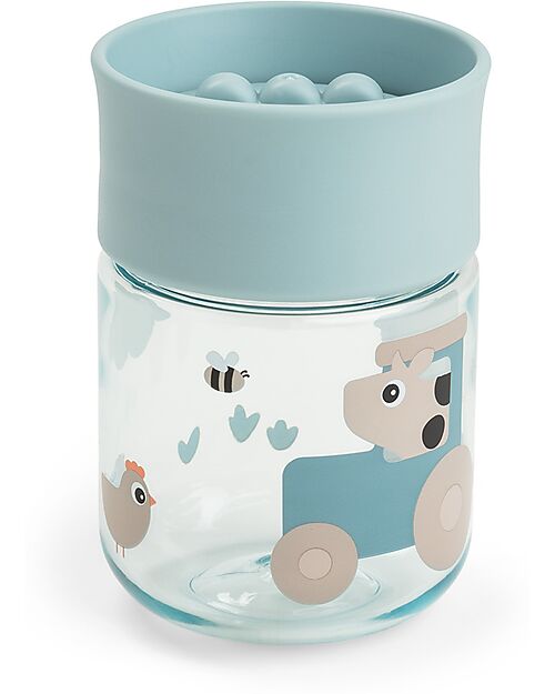 Done By Deer Learning Cup with 360° Drinking Rim - Spill-Free - Tiny Farm - Blue - 260 ml - 9m+ Cups