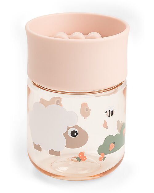 Done By Deer Learning Cup with 360° Drinking Rim - Spill-Free - Tiny Farm - Powder - 260 ml - 9m+ Cups