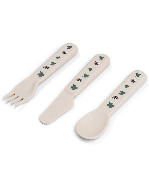 Done By Deer Learning Cutlery Set - Tiny Farm - Sand Cutlery