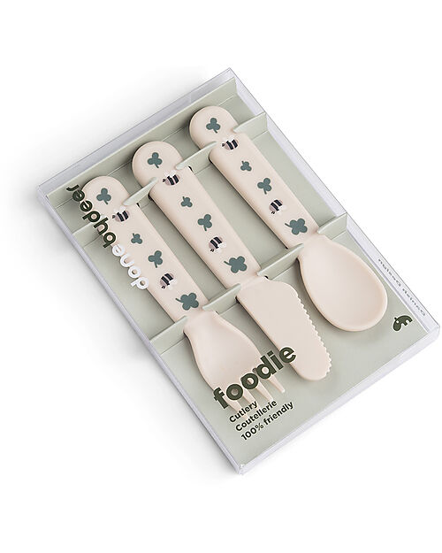 Done By Deer Learning Cutlery Set - Tiny Farm - Sand Cutlery