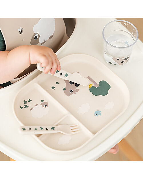 Done By Deer Learning Cutlery Set - Tiny Farm - Sand Cutlery