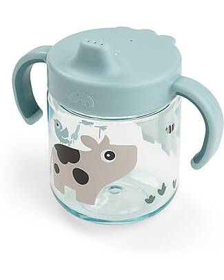 Done By Deer Learning Spout Cup with Anti-slip Handles 260 ml - Tiny Farm - Blue Cups