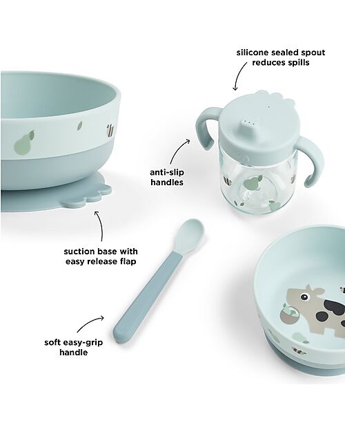 Done By Deer Lunch Box with Divider - Tiny Farm - Blue - 13 x 11 x 6 cm - 100% Food Grade PP Snack Boxes