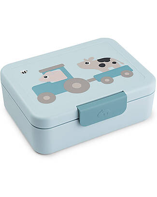Done By Deer Lunch Box with Divider - Tiny Farm - Blue - Perfect for Little Hands! Food Containers