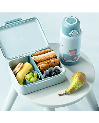 Done By Deer Lunch Box with Divider - Tiny Farm - Blue - Perfect for Little Hands! Food Containers