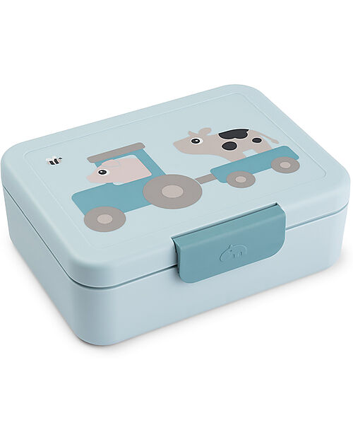 Done By Deer Lunch Box with Divider - Tiny Farm - Blue - Perfect for Little Hands! Snack Boxes