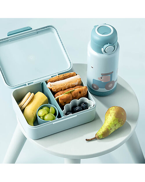 Done By Deer Lunch Box with Divider - Tiny Farm - Blue - Perfect for Little Hands! Snack Boxes