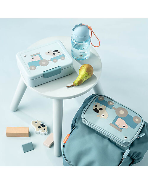 Done By Deer Lunch Box with Divider - Tiny Farm - Blue - Perfect for Little Hands! Snack Boxes