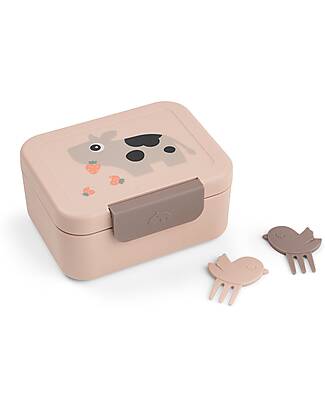 Done By Deer Lunch Box with Divider - Tiny Farm - Powder - 13 x 11 x 6 cm - 100% Food Grade PP Snack Boxes