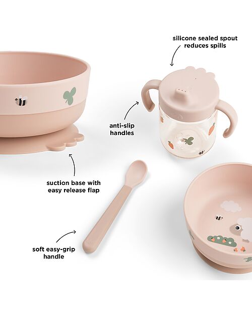 Done By Deer Lunch Box with Divider - Tiny Farm - Powder - 13 x 11 x 6 cm - 100% Food Grade PP Snack Boxes