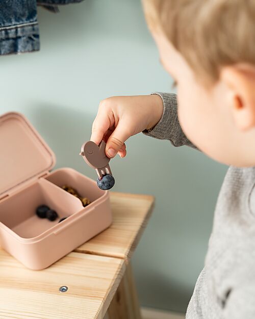 Done By Deer Lunch Box with Divider - Tiny Farm - Powder - 13 x 11 x 6 cm - 100% Food Grade PP Snack Boxes