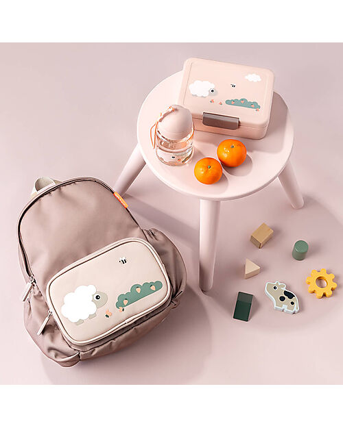 Done By Deer Lunch Box with Divider - Tiny Farm - Sand - Perfect for Little Hands! Food Containers