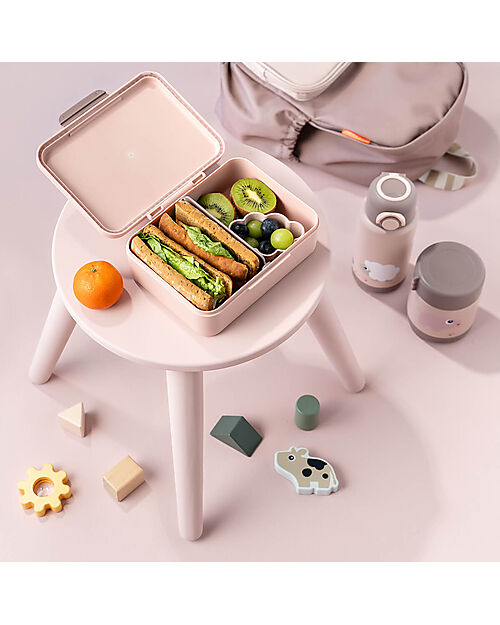 Done By Deer Lunch Box with Divider - Tiny Farm - Sand - Perfect for Little Hands! Snack Boxes