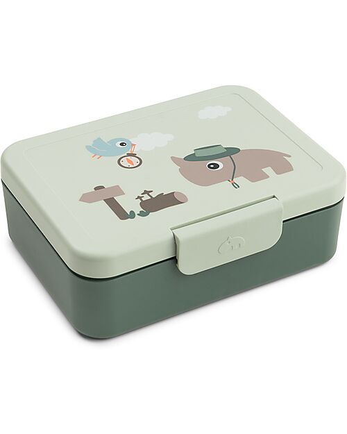 Done By Deer Lunch Box with Divider - Tiny Trails - Green - 17,5 x 13 x 6,5 cm - 100% Food Grade PP Snack Boxes