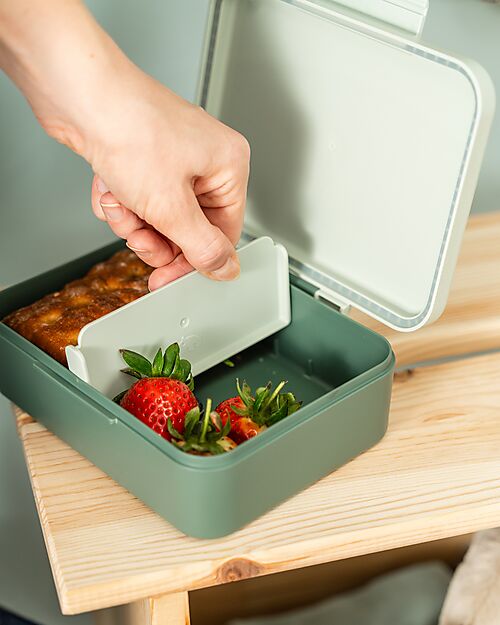 Done By Deer Lunch Box with Divider - Tiny Trails - Green - 17,5 x 13 x 6,5 cm - 100% Food Grade PP Snack Boxes