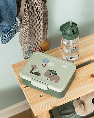 Done By Deer Lunch Box with Divider - Tiny Trails - Green - 17,5 x 13 x 6,5 cm - 100% Food Grade PP Snack Boxes