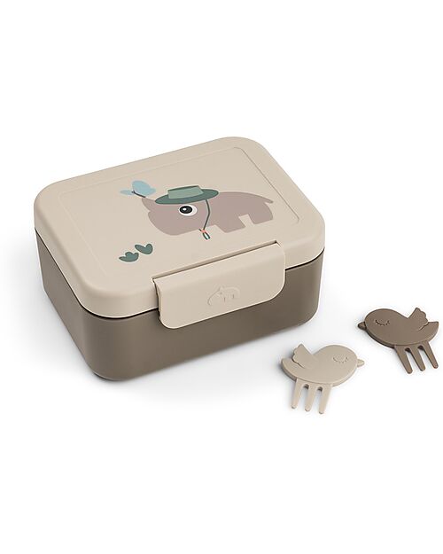 Done By Deer Lunch Box with Divider - Tiny Trails - Sand - 13 x 11 x 6 cm - 100% Food Grade PP Snack Boxes