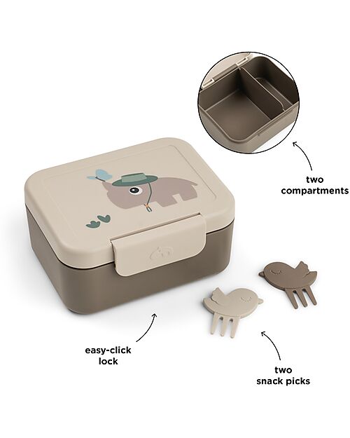 Done By Deer Lunch Box with Divider - Tiny Trails - Sand - 13 x 11 x 6 cm - 100% Food Grade PP Snack Boxes