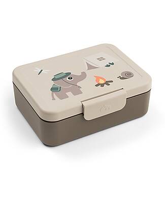 Done By Deer Lunch Box with Divider - Tiny Trails - Sand - 17,5 x 13 x 6,5 cm - 100% Food Grade PP Snack Boxes