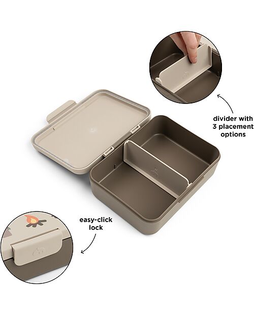 Done By Deer Lunch Box with Divider - Tiny Trails - Sand - 17,5 x 13 x 6,5 cm - 100% Food Grade PP Snack Boxes