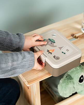 Done By Deer Lunch Box with Divider - Tiny Trails - Sand - 17,5 x 13 x 6,5 cm - 100% Food Grade PP Snack Boxes