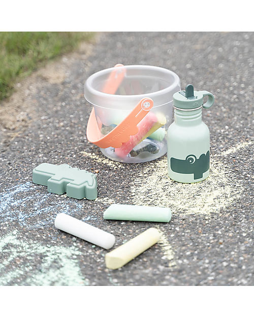 Done By Deer Metal Bottle 350 ml - Croco - Green - with Hideway Straw! Non-Thermal Water Bottles