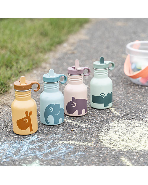 Done By Deer Metal Bottle 350 ml - Croco - Green - with Hideway Straw! Non-Thermal Water Bottles