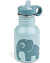 Done By Deer Metal Bottle 350 ml - Elephant - Blue - with Hideway Straw! Non-Thermal Water Bottles
