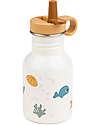 Done By Deer Metal Bottle 350 ml - Sea Friends - Beige - with Hideway Straw! Non-Thermal Water Bottles