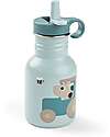 Done By Deer Metal Water Bottle 350 ml - Tiny Farm - Blue - with Hidaway Straw! - 12m+ Non-Thermal Water Bottles