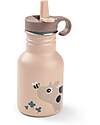 Done By Deer Metal Water Bottle 350 ml - Tiny Farm - Powder - with Hidaway Straw! - 12m+ Non-Thermal Water Bottles