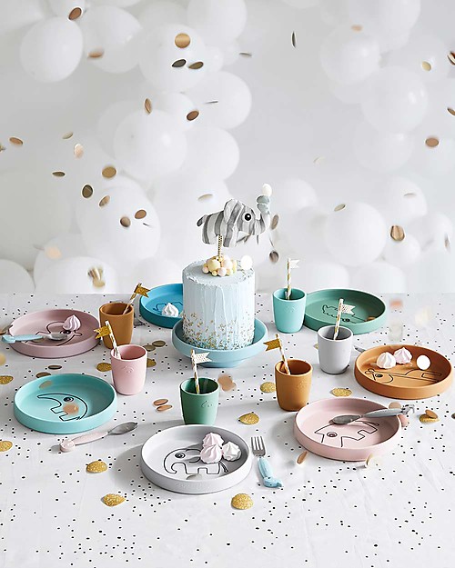 Done By Deer Nozo Silicone plate - Blue Bowls & Plates