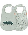 Done By Deer Pack of 2 Waterproof Bib with Pocket Deer Friends - Croco - Green - Oeko-Tex Certified Waterproof Bibs