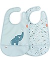 Done By Deer Pack of 2 Waterproof Bib with Pocket Deer Friends - Elphee - Blue - Oeko-Tex Certified Waterproof Bibs